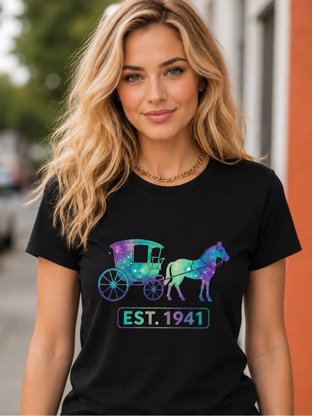 Horse & Carriage EST. 1941 Black Graphic Tee - Women’s Small NWOT